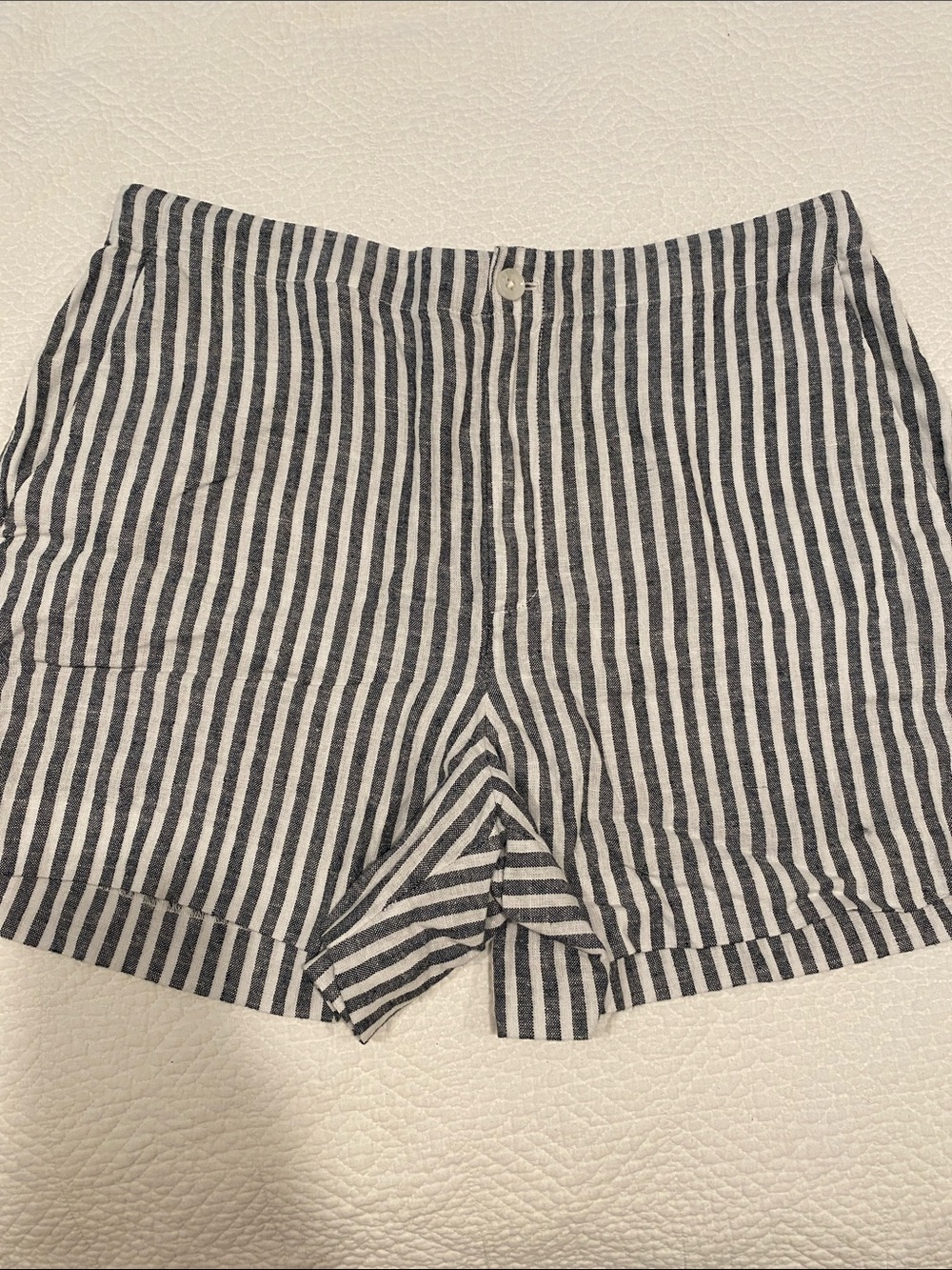 Banana Republic Navy and White Striped Bermuda Shorts